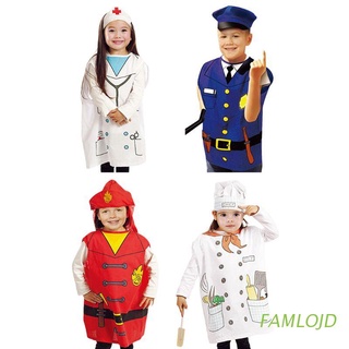 famlojd niños cosplay carrera traje conjunto bombero policías enfermera chef juego de roles