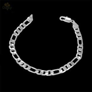 nueva joyería de moda 925 plata de ley 6 mm plana lateral cadena pulsera para unisex hombre mujeres regalo