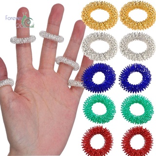 FOREVER20 1 PC Stainless Steel Sensory Finger Ring for Acupressure Stress Relief Spikey Massager for Kids Adults Classroom Supplies Fun Fidget Toy/Multicolor