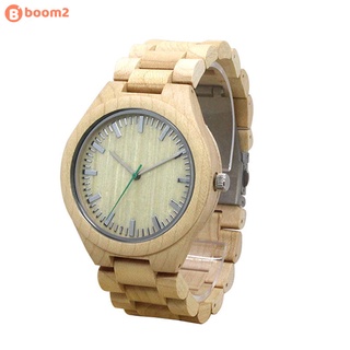 Simple Moda Naturaleza Madera Reloj Analógico Deporte Bambú Genuino Para Hombres Mujeres De