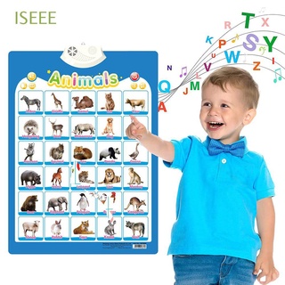 iseee niño juguetes electrónico interactivo alfabeto educativo preescolar juguetes de aprendizaje de la tabla de la pared abc números animales hablando abc música hablando póster de aprendizaje póster