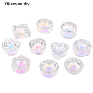 yijiangnanhg arco iris acrílico cristal cristal líquido plato dappen plato taza tazón arte uñas herramienta kit caliente