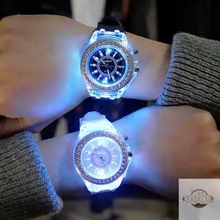 luminoso reloj de moda masculino femenino estudiantes reloj con esfera redonda correa de silicona para niños niñas