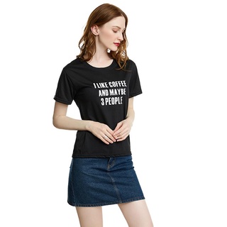 Camiseta de manga corta con estampado de letra cuello redondo para mujer/camiseta Casual de verano para mujer