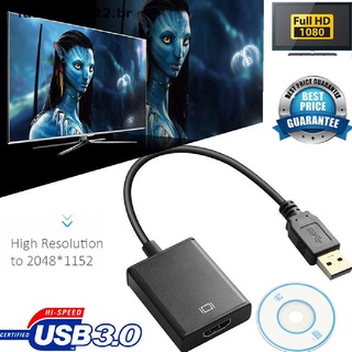 Luckprotect2.Cable convertidor br Adaptador Usb 3.0 a audio y video Vga Para Windows 7/8/10 Pc 1080p.