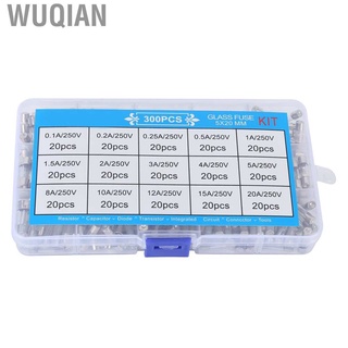 wuqian 300pcs fusibles de vidrio buen aislamiento retardante de llama fácil de transportar fusibles surtido kit 250v