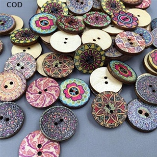 [cod] 100 botones mixtos de madera vintage flores botones de madera de 20 mm de diámetro 2 agujeros caliente