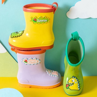 De dibujos animados dinosaurio zapatos de los niños botas de lluvia niños niña antideslizante jardín impermeable zapatos de los niños zapatos de agua de goma (4)