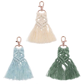 DU Tassel Keychains for Women Boho key Holder Keyring Macrame Bag Charm Car Hanging Jewelry Gift for Friends