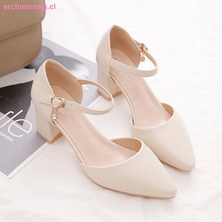 Baotou fashion high-heeled sandals fairy style 2021 summer new women s shoes mid-heel fashion all-match thick-heeled shoes