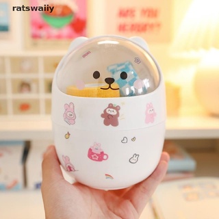 ratswaiiy ins escritorio con tapa papelera mini kawaii lindo oso papelera caja de almacenamiento chica cl