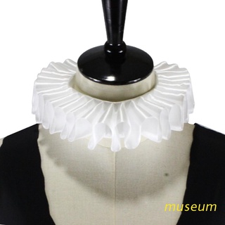 MUSE Women Ribbon Ruffled Fake Collar Victorian Renaissance Neck Ruff Satin Choker