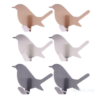 Uki 2 piezas lindo pájaro decorativo de acero inoxidable para puerta de pared, ropa, abrigo, llave, gancho