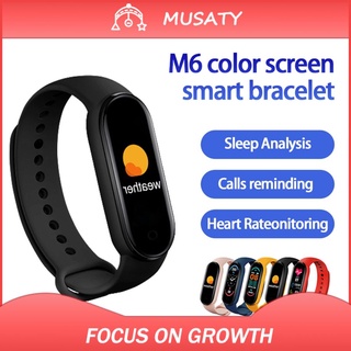 MUSATY M6 Smart Pulsera Reloj Fitness Tracker Frecuencia Cardíaca Monitor De Presión Arterial Pantalla A Color Inteligente Para Teléfono Móvil