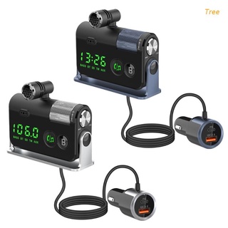 Tree FM transmisor compatible con Bluetooth Kit de coche estéreo manos libres Aux Audio Mp3 reproductor USB tipo C PD carga rápida FM