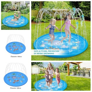 100 cm/150 cm de diámetro verano al aire libre juguetes de agua vadear piscina splash almohadilla para niños pequeños bebé, alfombrilla de juego de agua exterior