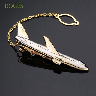 ROGES Simple Necktie Clip Classic Design Shirt Tie Pin Men Tie Clip Accessories Airplane Shape Fashion Jewelry Wedding Gifts Metal Aircraft Clips