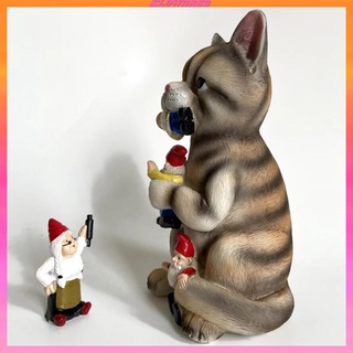 [KLOWARE2] Estatua de gato figuritas jardín gnomo masacre divertida escultura césped decoración patio