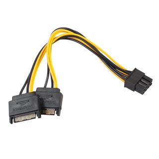 kuaileb Dual 15Pin SATA to PCI-E 8Pin Cable PC Computer Graphics Card Power Cord