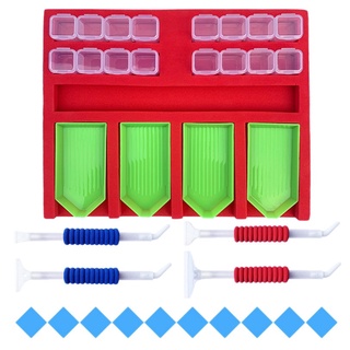 Diamond Painting Tools Diamond Painting Kits Accessories Organizer Multi-Boat Holder for Tray Jar with Painting Pen Red