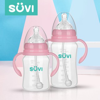 Botella de leche 180/240/300ML biberón de alimentación PP ancho agujero Anti-cólico ventilación mango bebé biberón de lactancia (1)