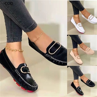 [COD] Loafers Sewing Metal Decoration Women's Flat Shoes Fashion Soft Bottom Moccasins Casual Footwear HOT