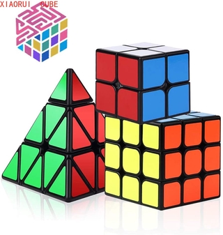 xiaorui speed cube set, cubo mágico conjunto de 2x2x2 3x3x3 pirámide cubo de velocidad conjunto de rompecabezas juguetes para niños y adultos desafío