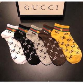 New Arrival 5 Pair/Set Gucci Socks for Women Cotton Casual Knitted Socks
