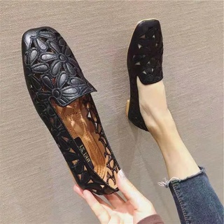 Tamaño 35-42 dedo del pie cuadrado zapatos de verano para las mujeres hueco zapatos de diseñador suave deslizamiento en mocasines mocasines de ocio de las mujeres pisos de Ballet (6)