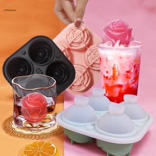 Bandeja de cubos de hielo de silicona plantillas de 4 cavidades de fácil liberación plantillas de hielo en forma de rosa de hielo fabricante para bebidas