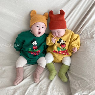 (66-90) Ins otoño e invierno niños y niñas de dibujos animados ratón mickeyromper ropa linda moda extranjera bebé manga larga ropa de una sola pieza