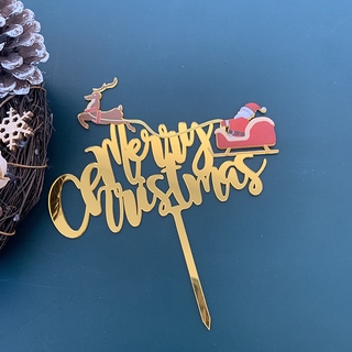 ins golden acrílico trineo navidad sombrero de navidad decoración de tarta (2)