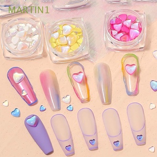 Martin1 translúcido 3D uñas arte decoración Charm manicura accesorios en forma de corazón joyería de uñas|Color elegante moda cristal DIY uñas arte adornos