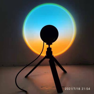 [16 Colores] luz italiana de puesta de sol de color arco iris nunca establece la proyección de la lámpara de la sala de estar de la decoración creativa de la lámpara de pie USB de la lámpara de luz~sgmy
