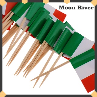 [Moon River] 100 palillos de bandera nacional selectores palillos palillos decoración para cóctel Cupcake ensalada sándwich Etc. Hecho de papel