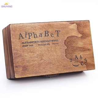juego de sellos de goma de madera con números de letras de alfabeto multiusos, 70 unidades, caja de madera (3)