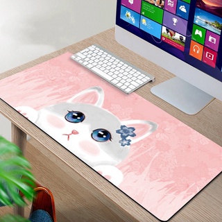 Lindo gato rosa portátil Gamer Mousepad Gaming Mouse Pad grande bloqueo borde teclado 70x30 80x40 60x30cm alfombrilla de escritorio para Cs Go LOL