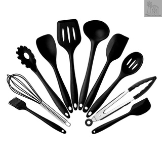 utensilios de cocina de silicona de 10 piezas antiadherentes utensilios de cocina de silicona paquete de utensilios de cocina negro diez piezas con caja