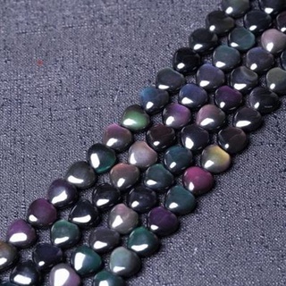 Perlas naturales de ojos arco iris obsidianas sueltas Semi acabadas