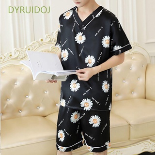 Dyruidoj 2 unids/SET pijama conjuntos Casual de dibujos animados masculino ropa de dormir cuello V moda Top pantalones cortos de verano de manga corta ropa de dormir
