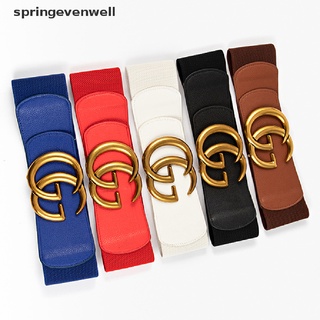 [springevenwell] cinturón de cuero para jeans vestidos de doble anillo hebilla gg patrón cinturón caliente
