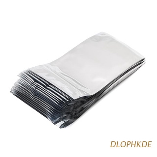dlophkde 50 piezas 10x17,5 cm papel de aluminio plateado mylar recloeable ziplock bolsa delantera transparente a prueba de fugas