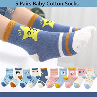 5 pares/Set de calcetines de algodón suave para bebés 1-12Y/calcetines de dibujos animados lindos para niños/calcetines coloridos para otoño/invierno