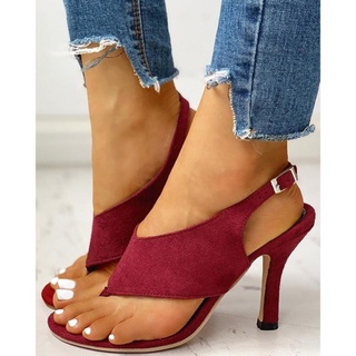 las mujeres de verano de la moda del dedo del pie post slingback delgado tacón sandalias casual tacón alto gamuza chanclas sandalias peep toe bomba zapatos de fiesta zapatos (3)