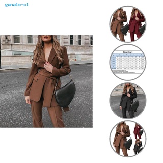 ganale.cl All Match Lady Suit Set Soft Women Coat Suit Belt for Work (1)