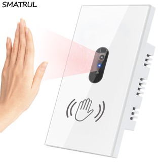 smatrul smart luz de pared infrarrojo sensor interruptor panel de pantalla de vidrio en off us 110v 220v 10a potencia eléctrica no hay necesidad de tocar