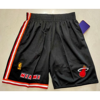 [2 Estilos] pantalones cortos de baloncesto Miami Heat retro negro