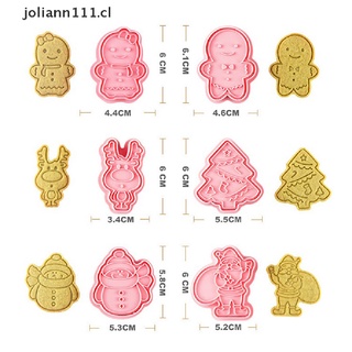 joli 6 unids/set diy de dibujos animados molde de galletas 3d navidad galletas molde abs hornear molde cl