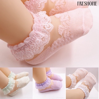 freshone 1 par de calcetines de encaje estampado floral bebé niñas calcetines de encaje