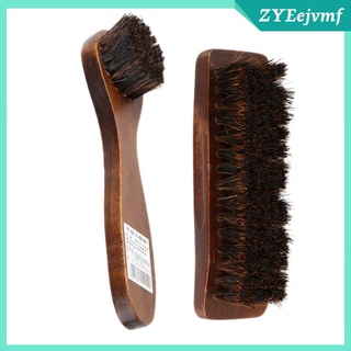 2 cepillo de pelo largo con mango de madera, cerdas de caballo, cepillo de pelo, cepillo de pulido, cuidado
